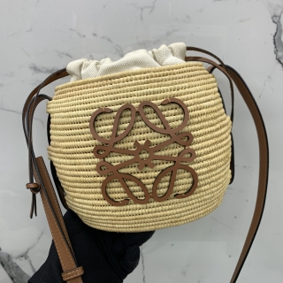 LOEWE BAG ANAGRAM RAFFIA BEEHIVE BASKET SHOULDER