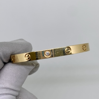CARTIER FINE JEWELRY BRACELET OPEN LOVE BANGLE YG750 1P DIAMOND 26.7G W/CERT 2024 TWK067