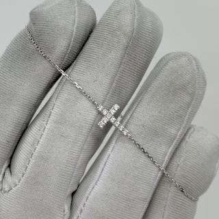 CARTIER FINE JEWELRY WG750 CROSS PENDANT WITH DIAMOND BRACELET 2.0G DRW964