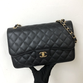 CHANEL BAG CLASSIC FLAP JUMBO 30CM DOUBLE MATELASSE CAVIAR NO.16 GHW BLACK (W/CARD) 16870241