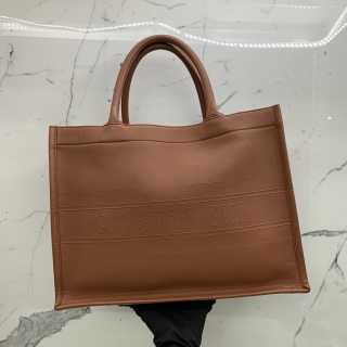 DIOR BAG BOOK TOTE LEATHER MEDIUM BROWN 62-MA-0260