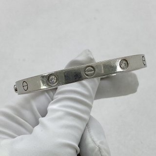 CARTIER FINE JEWELRY BRACELET FULL SET 4PD HALF DIAMOND WG750 #18 34.93G 2007