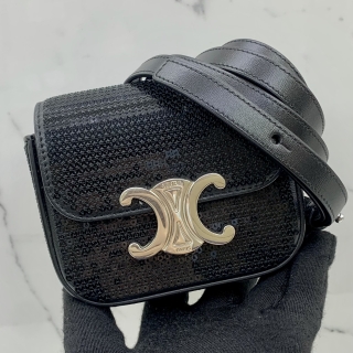 CELINE BAG TRIOMPHE MINI CLAUDE IN SHINY CALFSKIN SEQUINS SHOULDER W-SD-2292