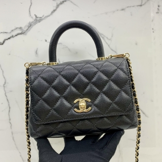 CHANEL BAG MATELASSE CAVIAR SKIN AS2215 COCO HANDLE MINI XXS BLACK GHW RFID MICROCHIPPED