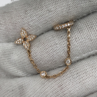LOUIS VUITTON FINE JEWELRY EARRINGS Q96836 IDYLLE BLOSSOM MONO CHAIN EARRINGS, PINK GOLD AND DIAMONDS, L RG750, 2.8G G27172