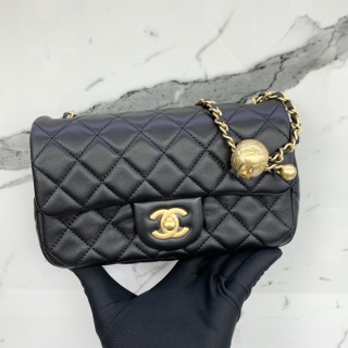 CHANEL BAG MATELASSE AS1787 MINI RECTANGLE 20CM PEARL CRUSH CHAIN SHOULDER LAMBSKIN GHW BLACK RFID MICROCHIPPED UUT9N7H4