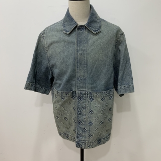 LOUIS VUITTON CLOTHES JACKET FW23 HOS46W WORKWEAR DENIM MONOGRAM SHIRT JACKET OVERSIZE S