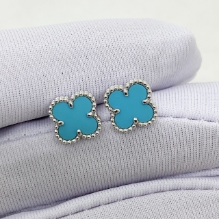 VAN CLEEF & ARPELS FINE JEWELRY EARRINGS SWEET ALHAMBRA TURQUOISE STUDS WG750 2.81G FULL SET 2022 JD303553