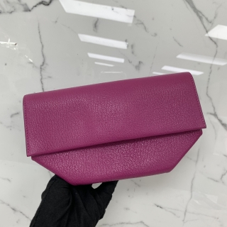 HERMES SLG  OPLI POUCH CLUTCH CHEVRE A STAMP PURPLE PINK