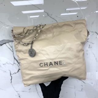 CHANEL BAG CALF AS3260 SMALL SHW BEIGE RFID MICROCHIP W/POUCH