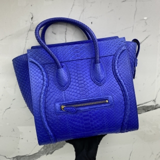 CELINE BAG LUGGAGE PYTHON MINI HAND BLUE U-GA-1123