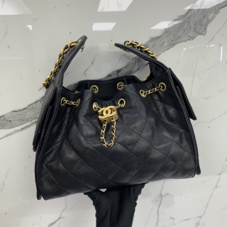 CHANEL BAG CALF AS5293 CHANEL25 SMALL CAVIAR HOBO BLACK GHW MICROCHIP RFID (BAG ONLY) TUKUEU0C