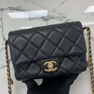 CHANEL BAG CAVIAR SKIN SMALL FLAP RFID MICROCHIPPED BLACK GHW AS3369