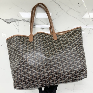 GOYARD BAG SAINT LOUIS PM TOTE W/POUCH BROWN
