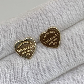 TIFFANY FINE JEWELRY EARRINGS YG750 HEART RETURN TO 3.21G