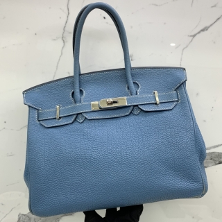 HERMES BAG BIRKIN 30 BLUE SQUARE M SHW NO LOCK/KEYS