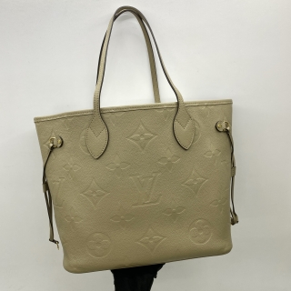 LOUIS VUITTON BAG EMPREINTE M45686 NEVERFULL MM WITH POUCH RFID TOURTERELLE GRAY