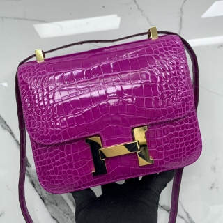 HERMES BAG CONSTANCE 24 ALLIGATOR PINK GHW D STAMP