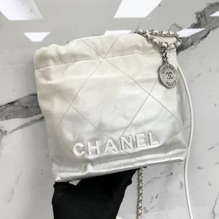 CHANEL BAG 22 MINI GRADIENT WHITE/SILVER MICROCHIPPED