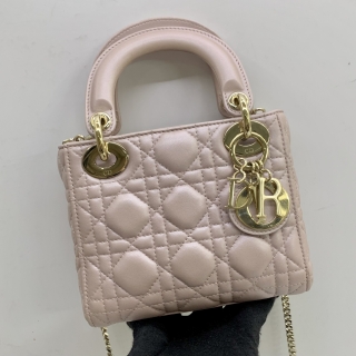 DIOR BAG LADY MINI 2WAY METALLIC PINK CHAIN 15-BO-0167