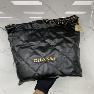CHANEL BAG AS3261 CHANEL22 MEDIUM W/POUCH BLACK GHW RFID MICROCHIPPED