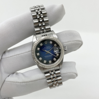 ROLEX WATCH DATEJUST 79174G A SERIAL DIAMOND INDEX 10PD BLUE GRADIENT DIAL 17 LINKS FULL SET A119734