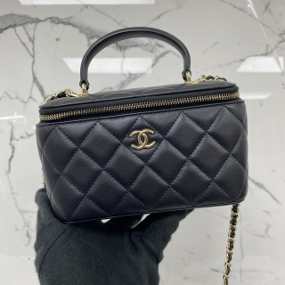 CHANEL BAG LAMBSKIN AP2199 TOP HANDLE VANITY 2WAY BLACK GHW  MICROCHIP G6PC4U63