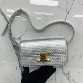 CELINE BAG CLAUDE ONE SHOULDER METALIC SILVER GHW S-CU-4243
