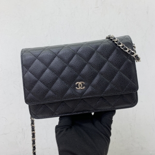CHANEL BAG MATELASSE CAVIAR WALLET ON CHAIN BLACK SHW NO CARD NO.25 25401264