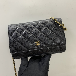 CHANEL BAG MATELASSE CAVIAR SKIN WALLET ON CHAIN GHW NO 27 W/CARD 27498460