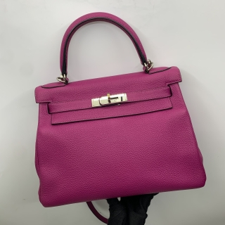 HERMES BAG KELLY 28 TOGO PURPLE PHW C STAMP