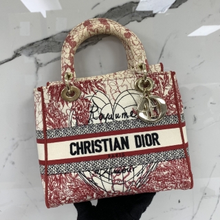 DIOR BAG LADY 24CM MEDIUM D-LITE RED HAND (NO STRAP)