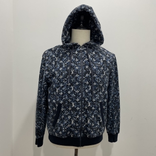 LOUIS VUITTON CLOTHES JACKET POINTILLISM MONOGRAM ZIPPED-UP HOODIE NAVY #S RM232M ZA8 HPY33W