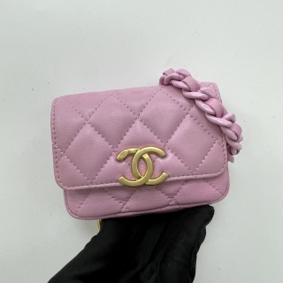 CHANEL BAG MATELASSE AP2743 BELT BAG MINI PINK GHW W/CARD NO.32 32020249