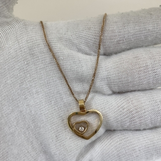 CHOPARD FINE JEWELRY NECKLACE ONLY RG750 HEARTS HAPPY DIAMONDS 1PD 4.7G 797482/3257504