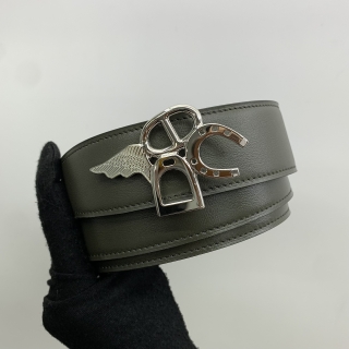 HERMES BELT GOOD LUCK BUCKLE REVERSIBLE 38MM SIZE#95 W STAMP VERT-DE-GRIS/BLACK