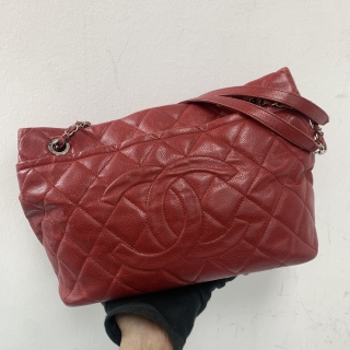CHANEL BAG CAVIAR SKIN COCOMARK CHAIN TOTE RED NO.17 NO CARD 17035945