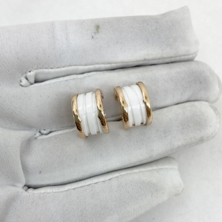 BVLGARI FINE JEWELRY EARRINGS B-ZERO WHITE CERAMIC W/BOX ONLY AU750 8.65G T5ES3L