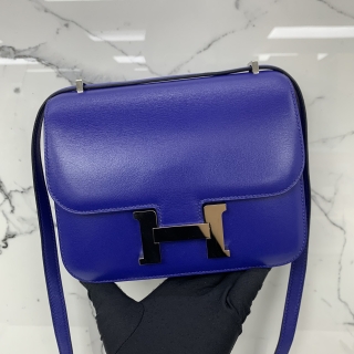 HERMES BAG CONSTANCE MINI 18 SWIFT BLUE PHW A STAMP