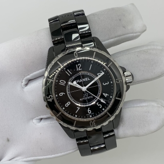 CHANEL WATCH J12 H0685 39MM AUTOMATIC BLACK CERAMIC NO GUARANTEE CARD R.F.F.44752