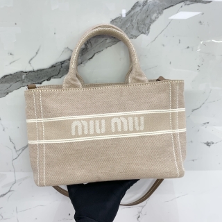 MIU MIU BAG DENIM CANVAS 2WAY PINK