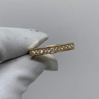 MONTBLANC FINE JEWELRY RING YG750 DIAMOND ALL AROUND 36PD LOGO SHAPE RING #50 6.48G MJ1032599