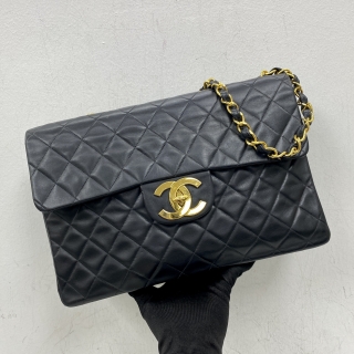 CHANEL BAG MATELASSE LAMBSKIN 33CM MAXISINGLE FLAP VINTAGE CHAIN SHOULDER W/CARD NO 3 3153572