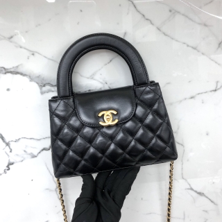 CHANEL BAG MATELASSE AS4416 KELLY MINI SHOPPING BAG CHAIN 2WAY GHW BLACK MICROCHIPPED