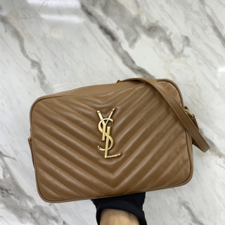 YSL BAG LOULOU 715232 TASSEL CAMERA CROSSBODY SHOULDER BROWN