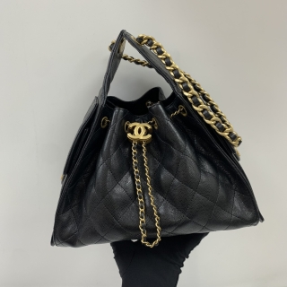 CHANEL BAG CAVIAR SKIN AS5293 CHANEL25 SMALL CAVIAR SKIN BLACK GHW MICROCHIPPED