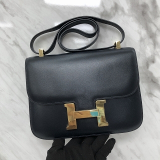 HERMES BAG CONSTANCE 23 BOX CALF 〇V NAVY GHW VINTAGE