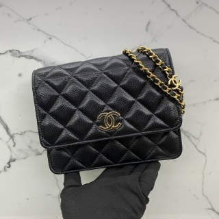 CHANEL SLG MATELASSE CAVIAR WALLET ON CHAIN RFID CHARM CHAIN AP3755 U4H41N4