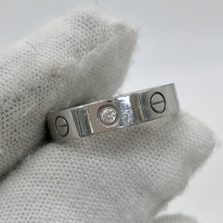 CARTIER FINE JEWELRY RING WG750 MINI LOVE 1PD FULL SET (YEAR 2018) #49  4.7G