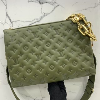 LOUIS VUITTON BAG COUSSIN MM 2WAY ARMY GREEN RFID
